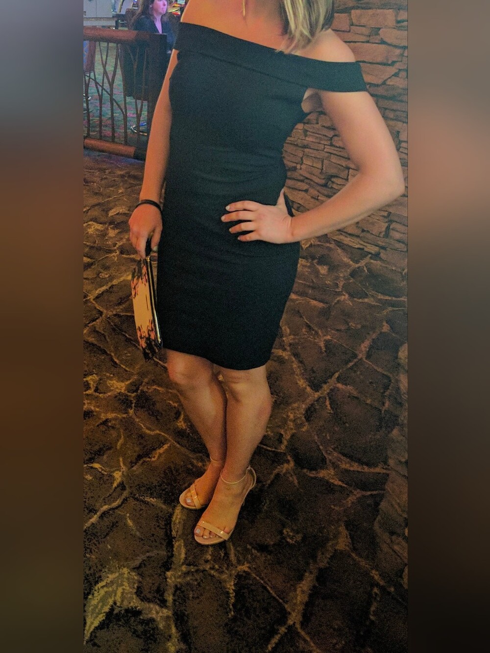 UK2LA Black Off-Shoulder Bodycon Dress
